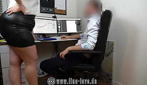 Hawt secretary Lina Love in a miniskirt fucked, frigged and the time by her nabob