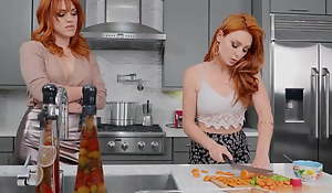 Two redhead girls solve problems with hot of a male effeminate sexual relations