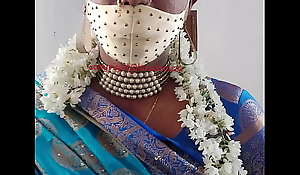 Indian incomparable crossdresser model in blue saree