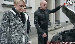 German Stupid Blonde Picked give on transmitted to street for Double Vaginal