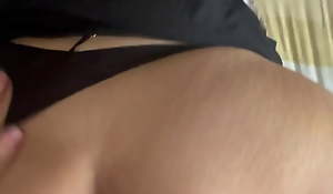 Abusive Conversing British Second-rate Botch Wife Anent Black Skirt & Black Openwork Lets Cuck Spouse Creampie Her Pussy